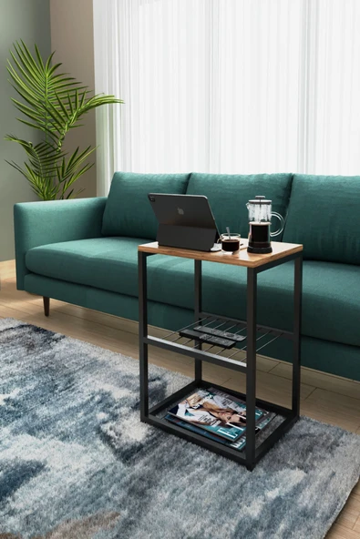 interGO Metal Ayaklı Dekoratif Tel Raflı Yan Sehpa - Resim 6