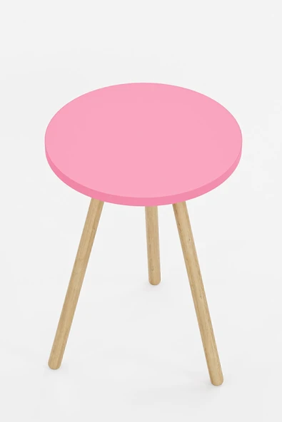 interGO Yuvarlak Yan Sehpa Ahşap Ayaklı Tekli Zigon Sehpa - 4