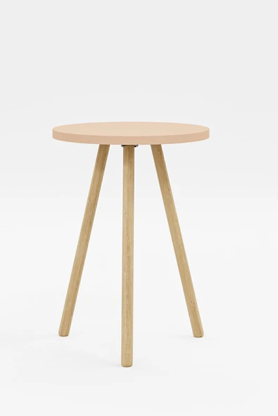 interGO Yuvarlak Yan Sehpa Ahşap Ayaklı Tekli Zigon Sehpa - 5