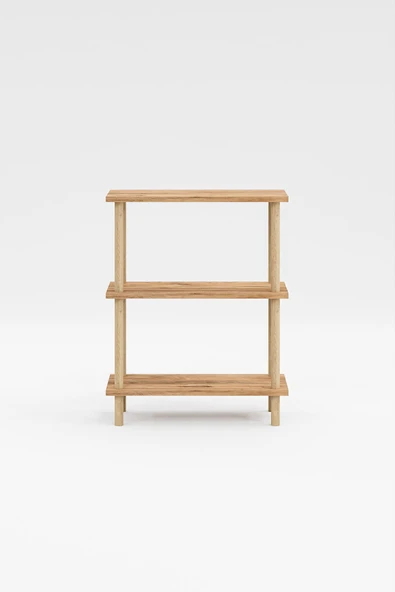 interGO Dekoratif 3 Raflı Ahşap Ayaklı Kitaplık Yan Sehpa - 7