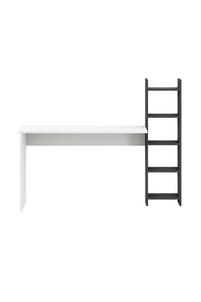 interGO Kitaplıklı Fonksiyonel Çalışma Masası - Beyaz - Antrasit Gri - 7