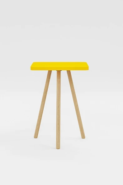 interGO Kare Yan Sehpa Ahşap Ayaklı Tekli Zigon Sehpa - 6