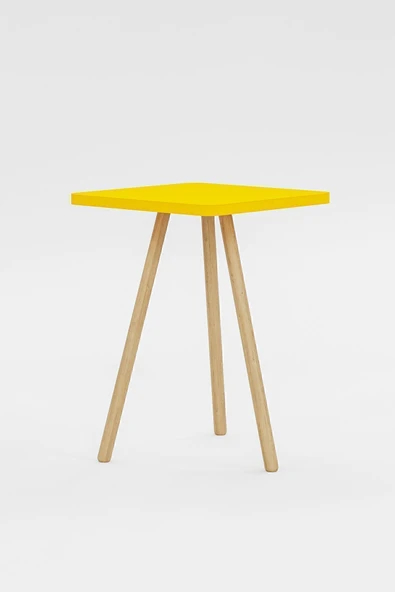 interGO Kare Yan Sehpa Ahşap Ayaklı Tekli Zigon Sehpa - 5