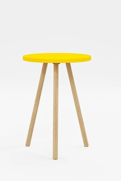 interGO Yuvarlak Yan Sehpa Ahşap Ayaklı Tekli Zigon Sehpa - Resim 6