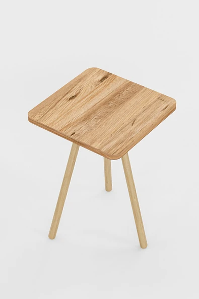 interGO Kare Yan Sehpa Ahşap Ayaklı Tekli Zigon Sehpa - 4