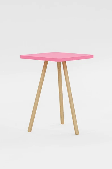 interGO Kare Yan Sehpa Ahşap Ayaklı Tekli Zigon Sehpa - 5