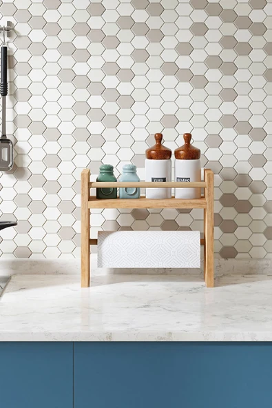 interGO Rulo Havlu Takılabilir Baharatlık Standı Tezgah Üstü Düzenleyici Ahşap Raf - Atlantik Çam - 2