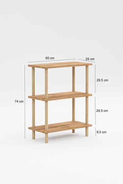 interGO Dekoratif 3 Raflı Ahşap Ayaklı Kitaplık Yan Sehpa - 4