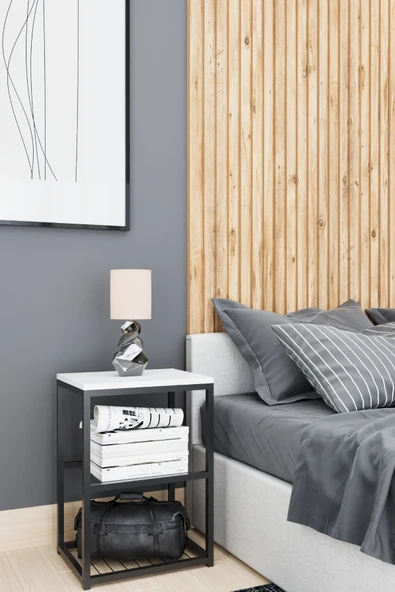 interGO Metal Ayaklı Dekoratif Tel Raflı Komodin - 3