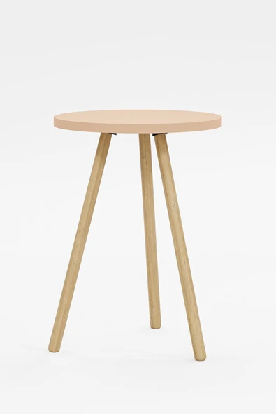 interGO Yuvarlak Yan Sehpa Ahşap Ayaklı Tekli Zigon Sehpa - 6