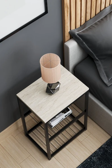 interGO Metal Ayaklı Dekoratif Tel Raflı Komodin - 7