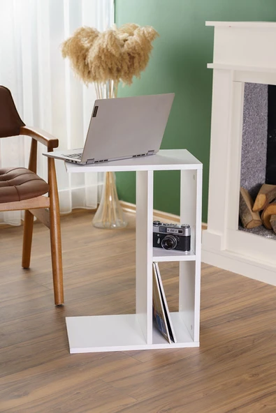 interGO Raflı Yan Sehpa Koltuk Sehpası C Sehpa Zigon Sehpa Servis Sehpası - Resim 3