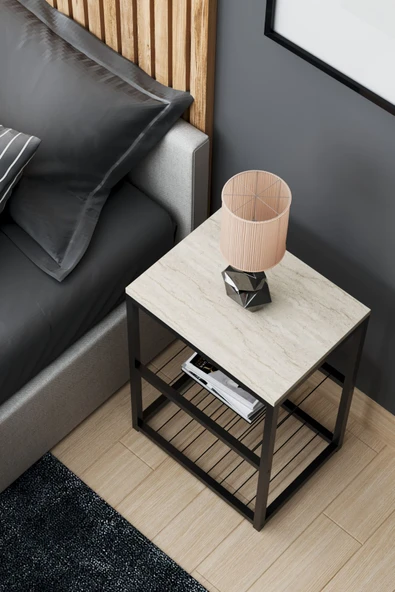 interGO Metal Ayaklı Dekoratif Tel Raflı Komodin - 4