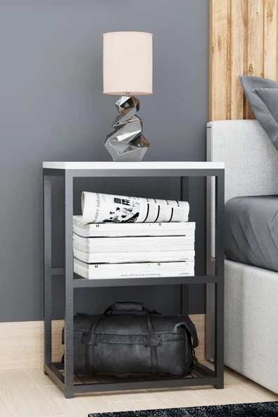 interGO Metal Ayaklı Dekoratif Tel Raflı Komodin - 2