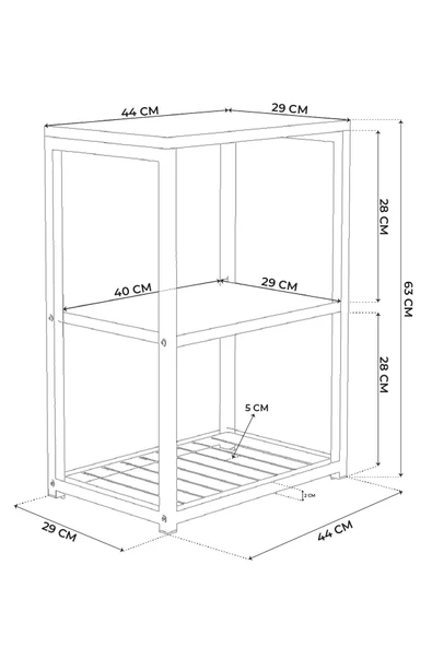 interGO Metal Ayaklı ve Ahşap Raflı Dekoratif Komodin - 8