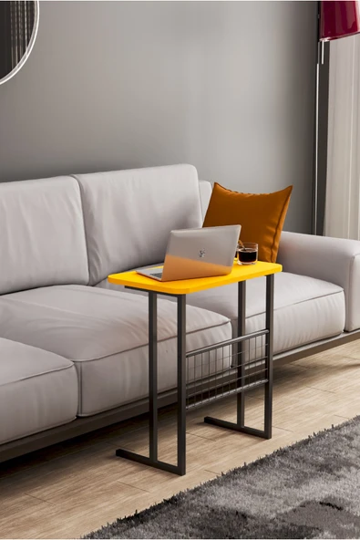 interGO Metal Ayaklı Laptop Sehpası Koltuk Sehpası Kahvaltı Masası Çalışma Sehpası - Sarı - 2