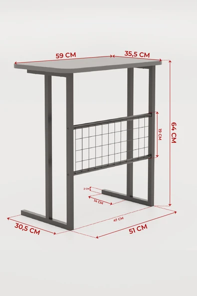 interGO Metal Ayaklı Laptop Sehpası Koltuk Sehpası Kahvaltı Masası Çalışma Sehpası - Krem - Resim 3