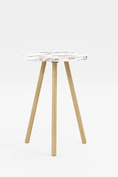 interGO Yuvarlak Yan Sehpa Ahşap Ayaklı Tekli Zigon Sehpa - 6