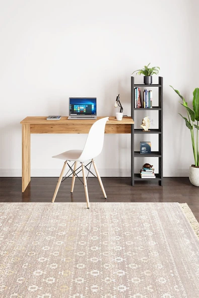 interGO Kitaplıklı Fonksiyonel Çalışma Masası - Atlantik Çam - Antrasit Gri - 3