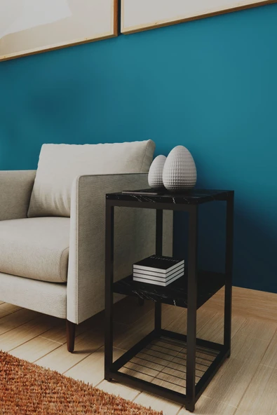 interGO Metal Ayaklı ve Ahşap Raflı Dekoratif Yan Sehpa - 6