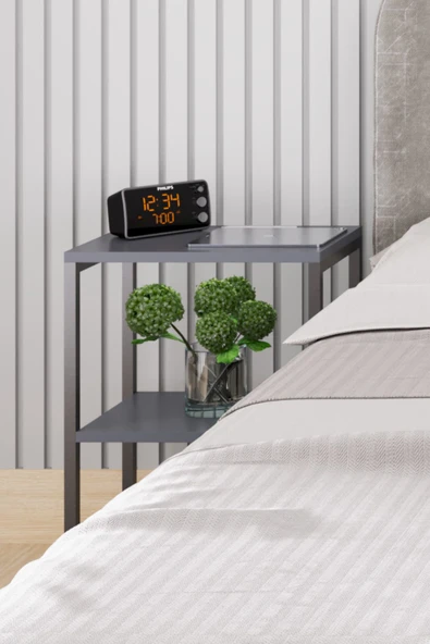 interGO Metal Ayaklı ve Ahşap Raflı Dekoratif Komodin - 5