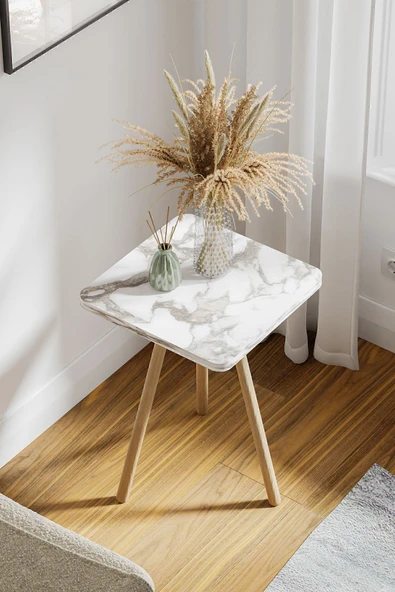 interGO Kare Yan Sehpa Ahşap Ayaklı Tekli Zigon Sehpa ürün görseli