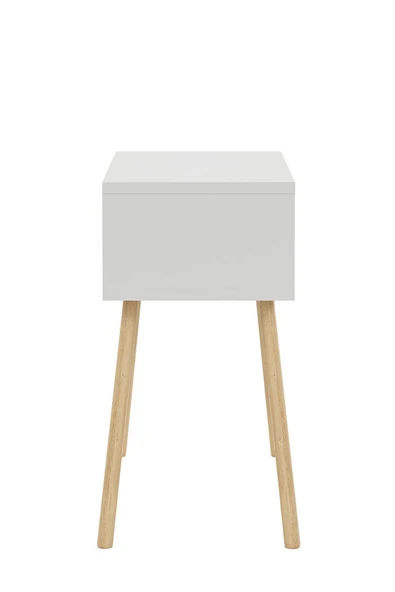 interGO Ahşap Ayaklı Raflı Komodin - Beyaz - 8