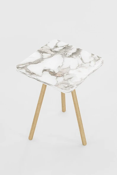 interGO Kare Yan Sehpa Ahşap Ayaklı Tekli Zigon Sehpa - Resim 4