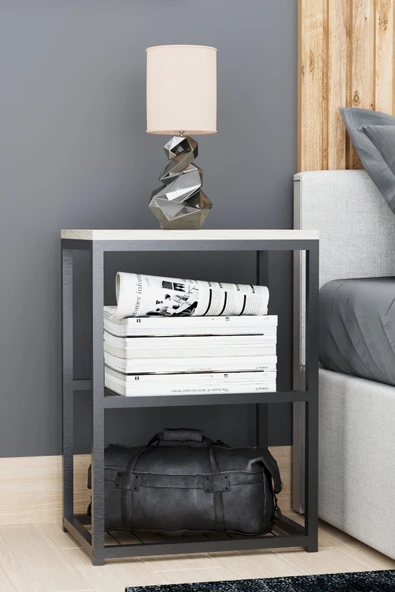 interGO Metal Ayaklı Dekoratif Tel Raflı Komodin - 2