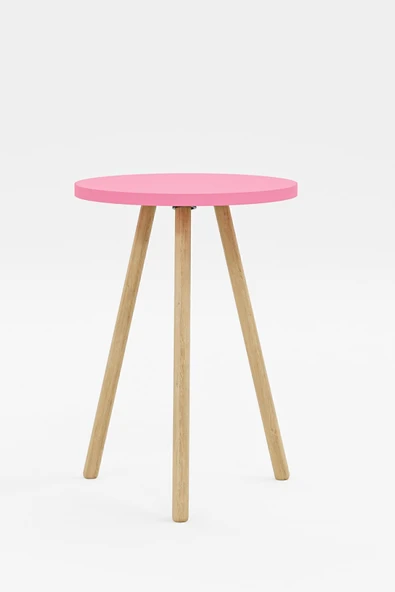 interGO Yuvarlak Yan Sehpa Ahşap Ayaklı Tekli Zigon Sehpa - 5