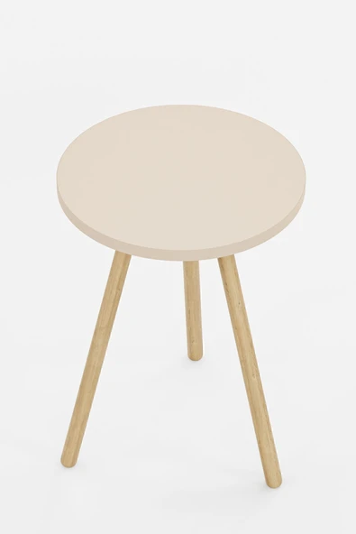 interGO Yuvarlak Yan Sehpa Ahşap Ayaklı Tekli Zigon Sehpa - 4