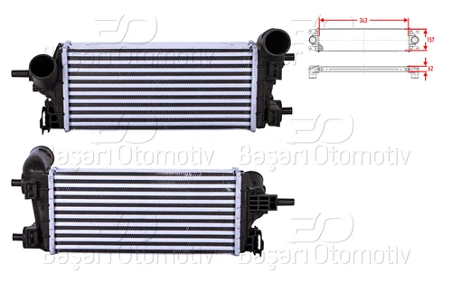 Wisco 1764929  Turbo Radyatörü Mt 343X158X65 Mm Ford C-Max Focus 3 Grand C-Max Tourneo Connect Transit Connect 1.0 Ecobost 12 -