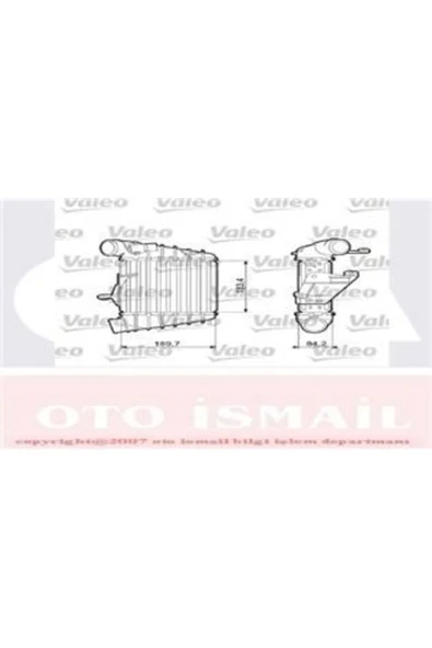 Valeo 817556  Turbo Radyatörü Polo IV 01- 1.4 TDI Fox 05- 1.4TDI Cordoba 02- Fabia I 99- Fabia II 07-