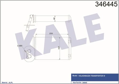 Kale 346445 OTO Radyatör  Kalorifer Radyatörü Transporter T4 90- Mekanik