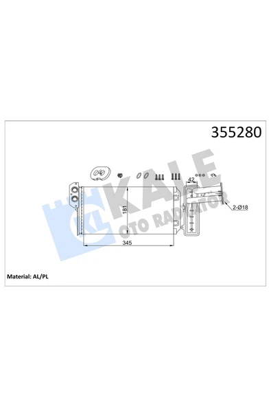 Kale 355280 Oto Radyatör  Kalorifer Mekanik Mercedessprinter-volkswagen Lt 28-35 Iı-28-46 Iı Kalorife ürün görseli 1