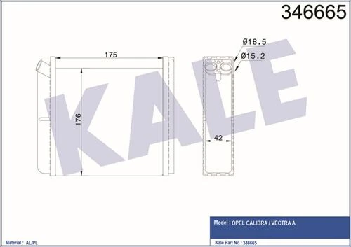 Kale 346665 OTO Radyatör  Kalorifer Radyatörü Vectra A 88-95 Calıbra 90- Mekanik