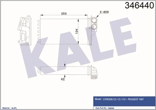 Kale 346440 OTO Radyatör  Kalorifer Radyatörü 1007 05- / C2 02- C3 I 02- C3 Plurıel 03- Mekanik