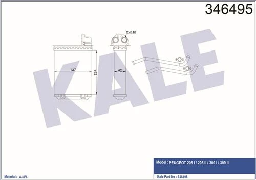 Kale 346495 OTO Radyatör  Kalorifer Radyatörü 205 309 Mekanik