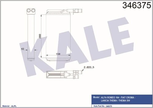 Kale 346375 OTO Radyatör  Kalorifer Radyatörü Croma 85- / Thema 84- / 164 87- Mekanik ürün görseli 1