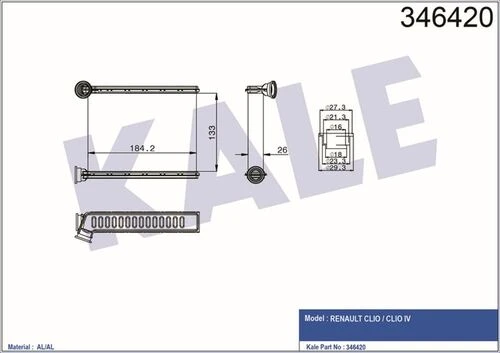 Kale 346420 OTO Radyatör  Kalorifer Radyatörü CLIO IV 12- Brazıng