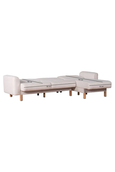 Kilim Mobilya  Bohem's Bohem Uzanmalı Köşe, Sağ Sol Kullanılabilen, Yüksek Ayaklı, Krem - 6