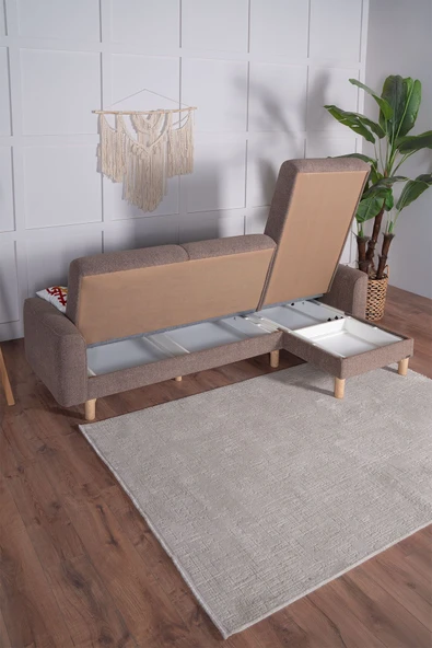 Kilim Mobilya  Bohem's Bohem Uzanmalı Köşe, Sağ Sol Kullanılabilen, Yüksek Ayaklı, Kahverengi - 2