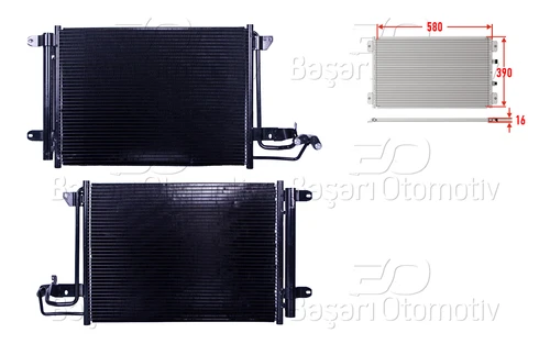 Wisco 1K0820411F Klima Radyatörü At-Mt 580X401 Mm Audi A3 Skoda Octavia 2 VW Caddy 3 Golf Touran 1.4 Isıtma Soğutma Sist. 38036977