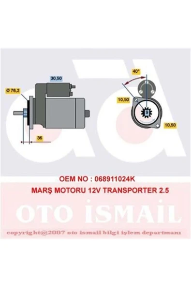 Bosch 0001110133 Mars Motoru Transporter T4 2.5 Tdı Acv Motor ürün görseli 1