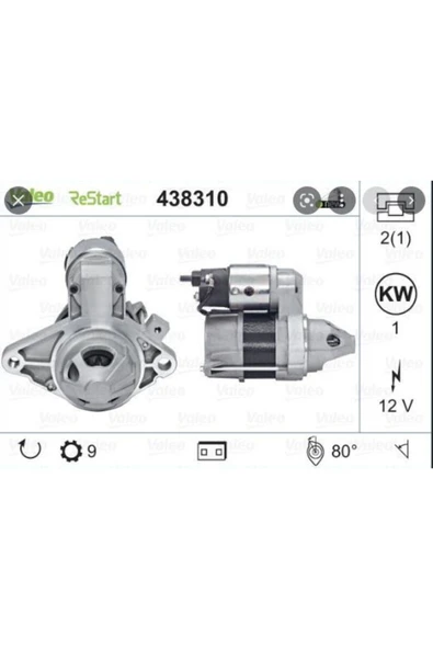 MARS MOTORU 12V 1kW 9 DIS TOYOTA YARIS 1.0 10- START-STOP VALEO 438310-28100