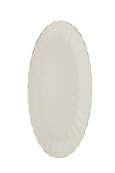 Kütahya Porselen Bone Luz Altın File Kayık Tabak 24x17cm Tekli BNLZF24KY20