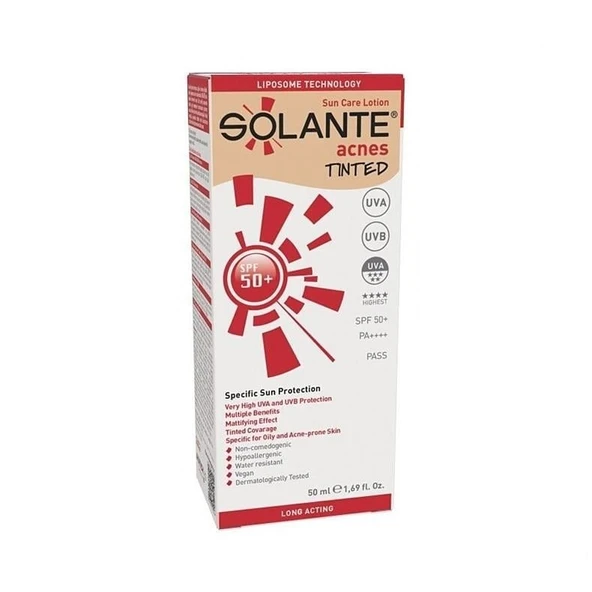 Solante Acnes Tinted Losyon Spf 50+ Faktör 50 ml