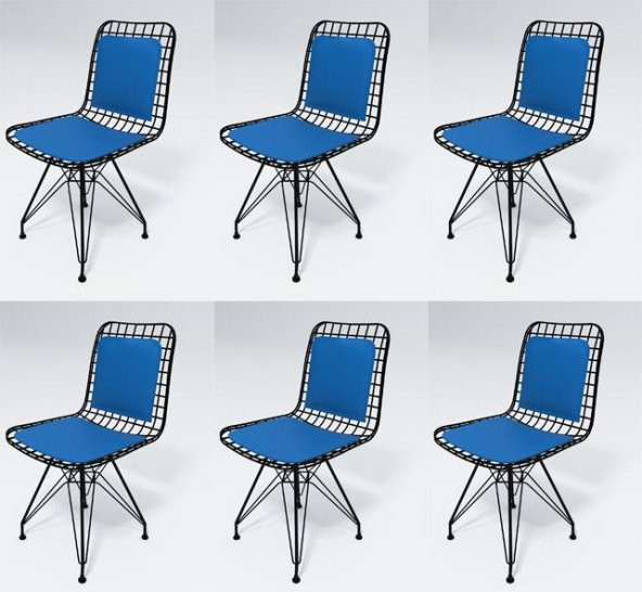 Knsz kafes tel sandalyesi 6 lı mazlum syhmvi sırt minderli ofis cafe bahçe mutfak