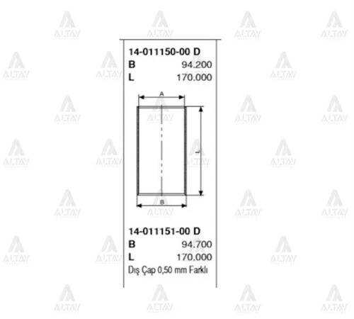 Goetze 14 -011150-00 Motor Gomlek Std Stare Crdı 2001-0 Bg-kia Sorento Crdı 2002-0-170 Bg 91mm 01115000 ürün görseli 1