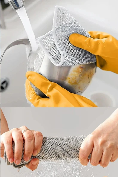 10 Adet Çok Fonksiyonlu Telli Inox Bez: Sert Kirler İçin Güçlü Temizlik ve Uzun Ömürlü Performans - 5